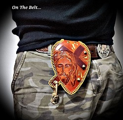 Carried on the belt